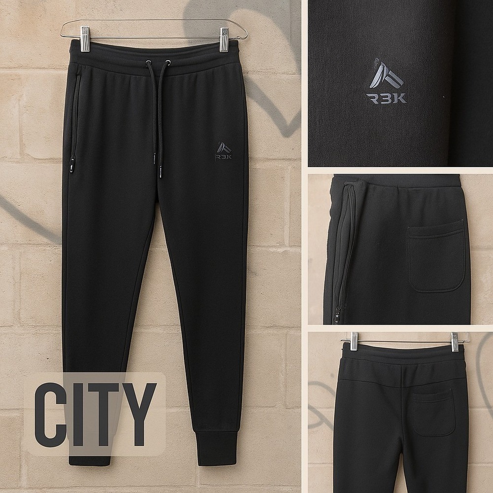 RBX Men's Joggers Pants Size M. Black Fleece Drawstring Sweatpants Workout READ‎